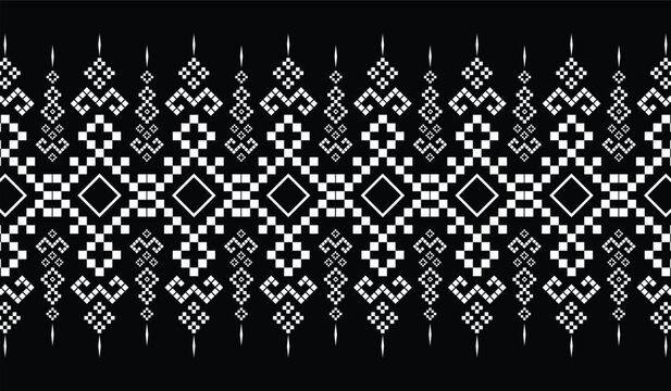Nature vintages cross stitch traditional ethnic pattern paisley flower Ikat background abstract Aztec African Indonesian Indian seamless pattern for fabric print cloth dress carpet curtains and sarong