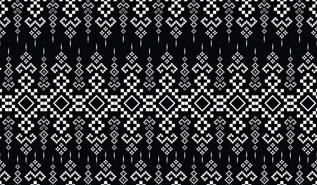 Nature vintages cross stitch traditional ethnic pattern paisley flower Ikat background abstract Aztec African Indonesian Indian seamless pattern for fabric print cloth dress carpet curtains and sarong