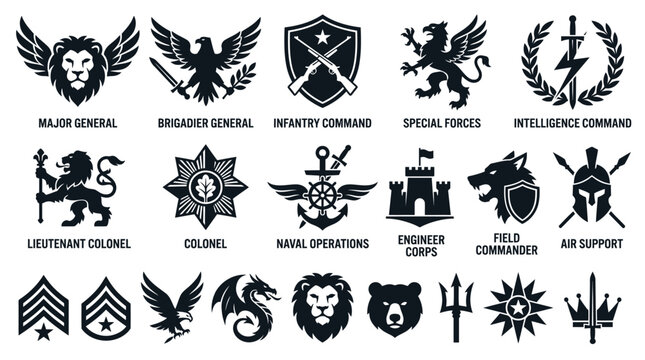 Military Insignia Icons: Rank, Unit & Emblem Collection
