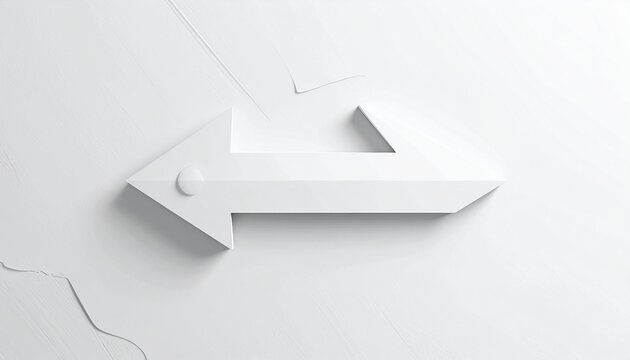 White 3D arrow pointing left on cracked wall