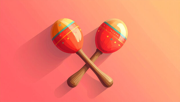 Vibrant maracas on colorful background