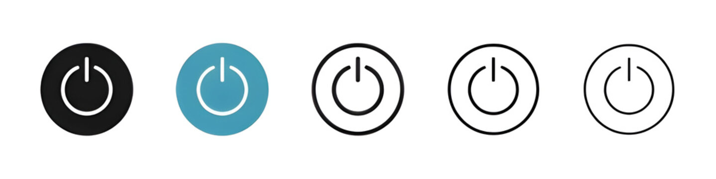 Power vector icon set. turn off switch line icon. computer start and shutdown button. start and stop icon for Ui designs. Thin line customizable illustration. Contour symbol. Vector. Editable stroke