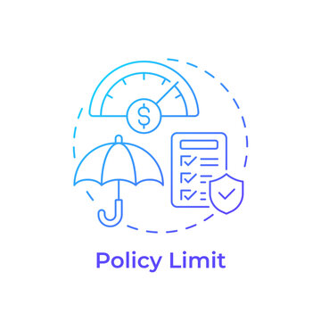 Policy limit blue gradient concept icon. Insurance coverage boundary rules. Risk management. Round shape line illustration. Abstract idea. Graphic design. Easy to use in promotional material