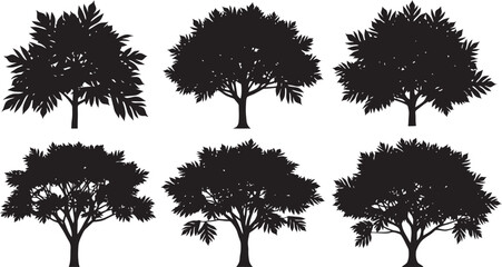 Fototapeta premium Collection of Tree Silhouettes with Forest and Nature Vector Illustration