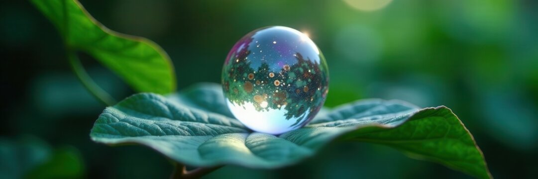 Iridescent air bubble within leaf, cellular matrix amplified , ice, air