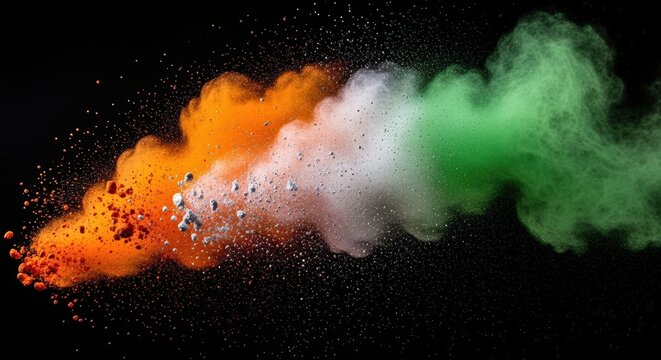 Indian Republic Day colorful smoke explosion.