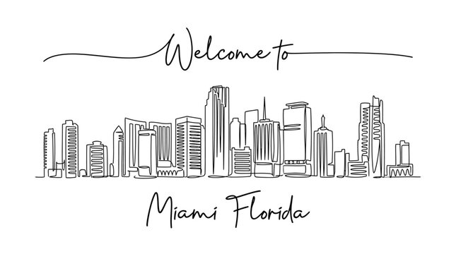 Miami Skyline Illustration: Minimalist Cityscape Drawing