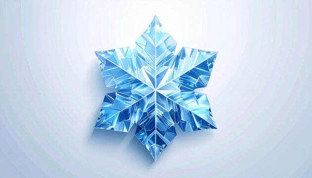 Blue crystal snowflake isolated on white