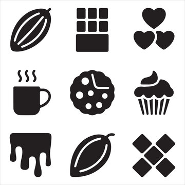 chocolate-day-vector-art-icon-pack-shilhuette bandle pacs black and white backgrount black design