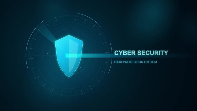 Cyber security data protection system with shield icon