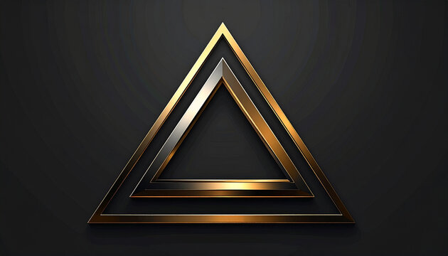 Golden triangle shape with shiny metal border