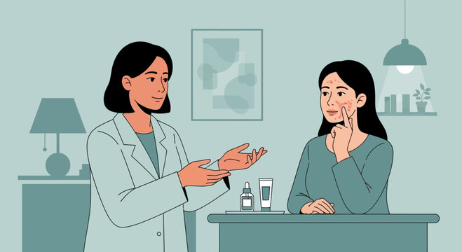 Dermatologist Consulting Patient About Skin Problems and Treatment