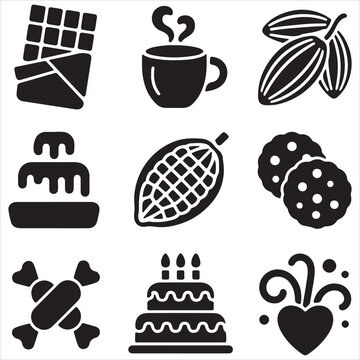 chocolate-day-vector-art-icon-pack-shilhuette bandle pacs black and white backgrount black design