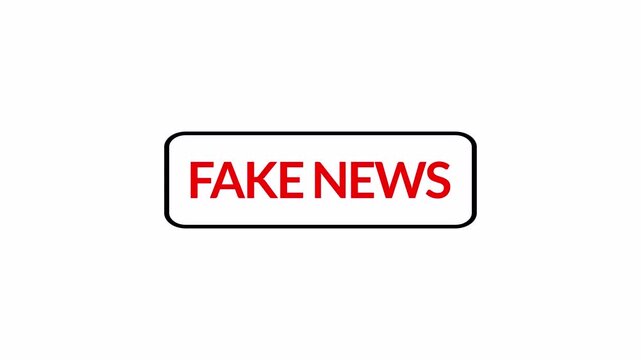  animated Appearance of a dirty red stamp mark "FAKE NEWS" surrounded in 4k animation with alpha cannel by a rounded frame from above on transparent background fake news animation 