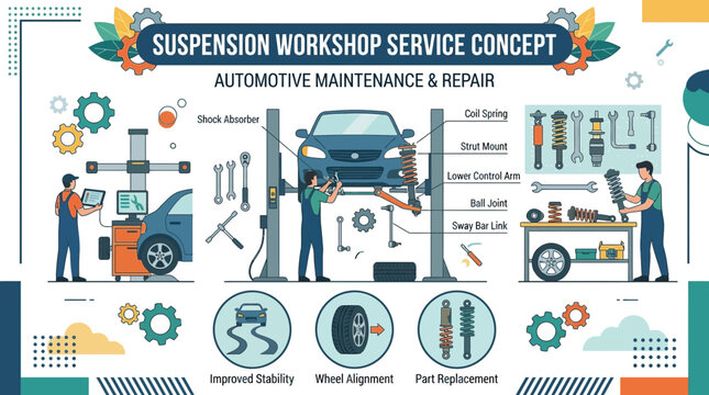 Automotive Suspension Repair and Maintenance Workshop Concept