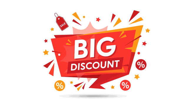 Big Discount Sale Banner with Percentages and Confetti