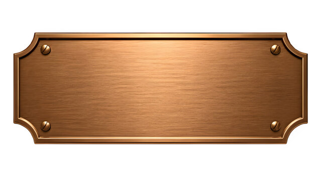 Bronze nameplate isolated on transparent background 