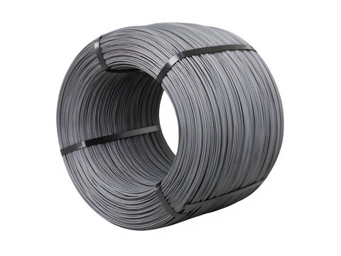 Rolled steel wire rod on transparent background 