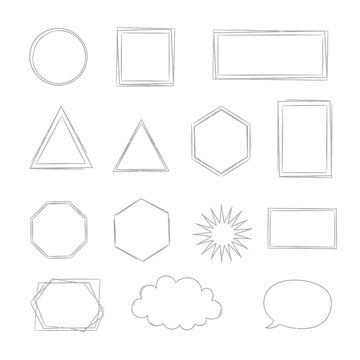 Minimalist Geometric Shapes Set - Hand Drawn Outlines on White