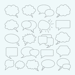 Fototapeta premium Set of Outline Speech Bubbles on Light Background