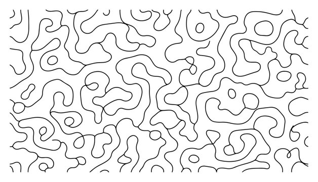 Organic wavy pattern with abstract liquid ripples and curvy lines in minimalist line art style