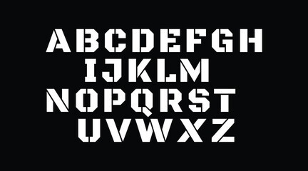 Uppercase stencil font alphabet © Lovely