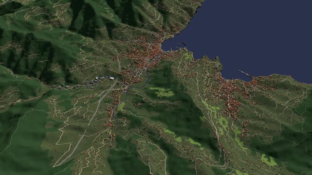 3D looped animation of city - Rapallo Italy
