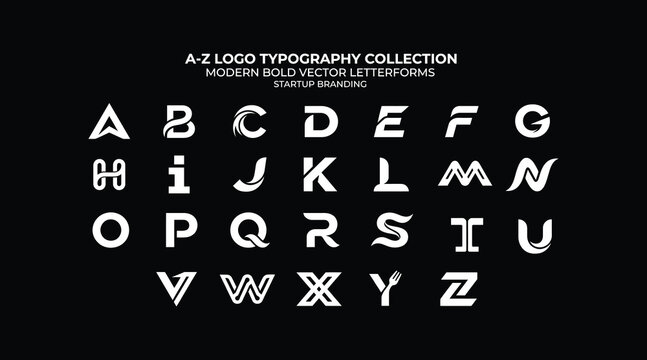Az logo typography collection modern bold vector letterforms