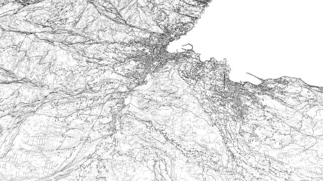 3D looped animation of city - Rapallo Italy