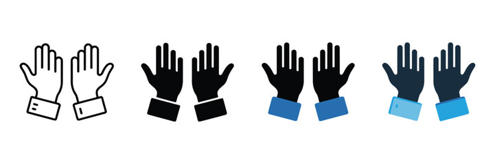 Fototapeta premium Set of praying hands icons, islamic prayer gesture, vector illustration
