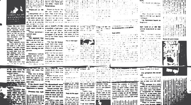 Vintage Newspaper Grunge Overlay, Aged Paper Texture with Faded Text and Rough Print Effect for Creative Design.