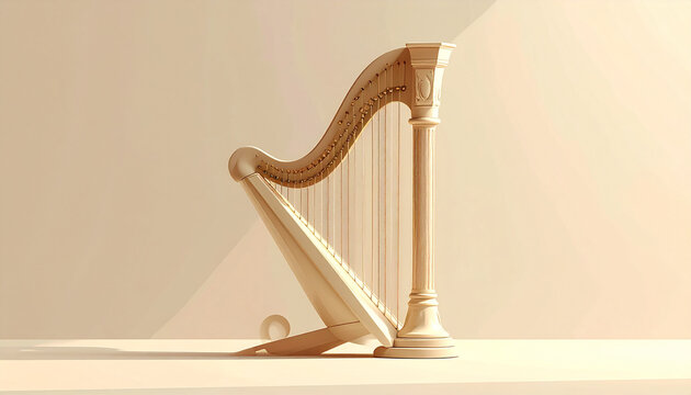 Beautiful harp instrument for music and art