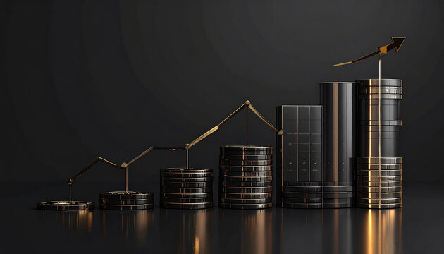 Increasing business growth concept with stacked coins and graph