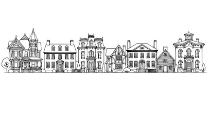 Obraz premium Hand Drawn Historical House Architectural Styles Illustration