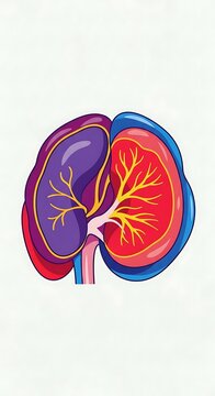 Colorful abstract illustration of human lungs with bronchial tubes.