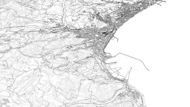 3D looped animation of city - Salerno Italy