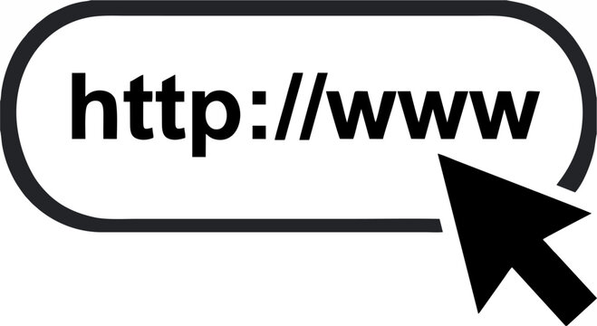 Web Address Icon with Mouse Cursor Isolated on White Background