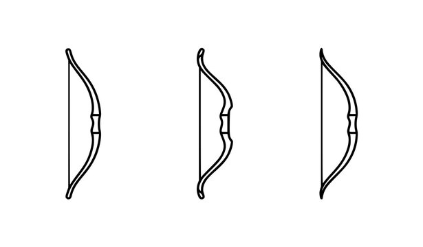 Archer Bow Vector Icon Collection in Outline Style for Archery Web Interface Design