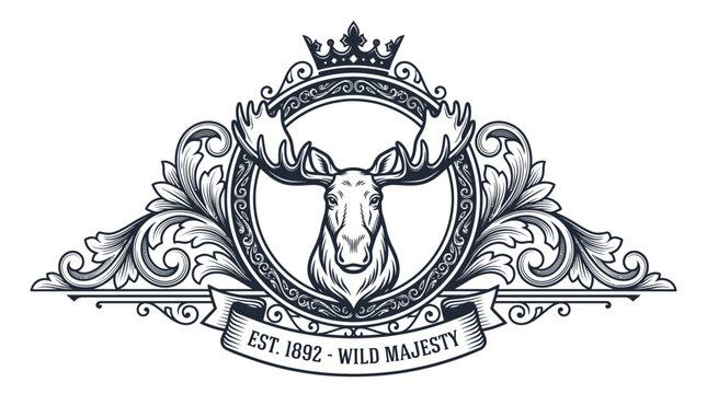 Vintage heraldic coat of arms of the United Kingdom vector illustration featuring a royal crown, shield emblem, and wings design