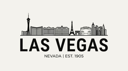 Obraz premium Las Vegas Cityscape Silhouette: Nevada Landmark Icon