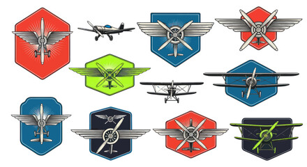 Vintage Airplane Emblems and Badges Collection © titik