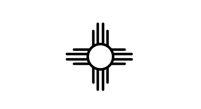New Mexico Zia Sun Symbol Icon, Minimalist Black and White Vector Art
