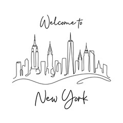 Fototapeta premium Minimalist New York City Skyline Line Art Design