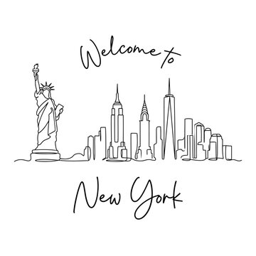 New York City Skyline Line Art - Minimalist Illustration