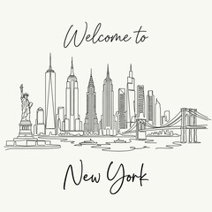 Obraz premium New York Skyline Illustration: Welcome to Cityscape