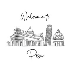 Obraz premium Pisa Italy Skyline Drawing, Vector Illustration, Travel Concept