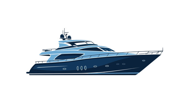 Luxury Motor Yacht, Sleek Design, Nautical Elegance, White Background