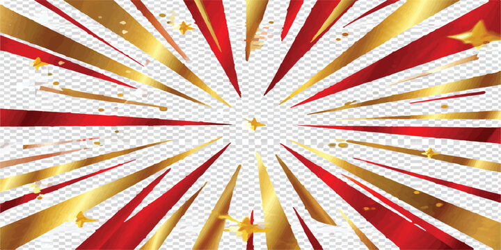 Explosion of red and gold rays with stars explosion background burst background confetti party design