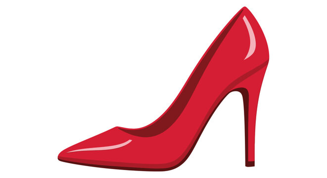 Classic red high heel shoe on white background
