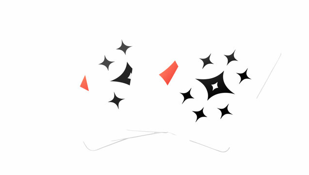 Vector illustration of playing cards exploding in air with sparks and stars flying everywhere in a dynamic motion